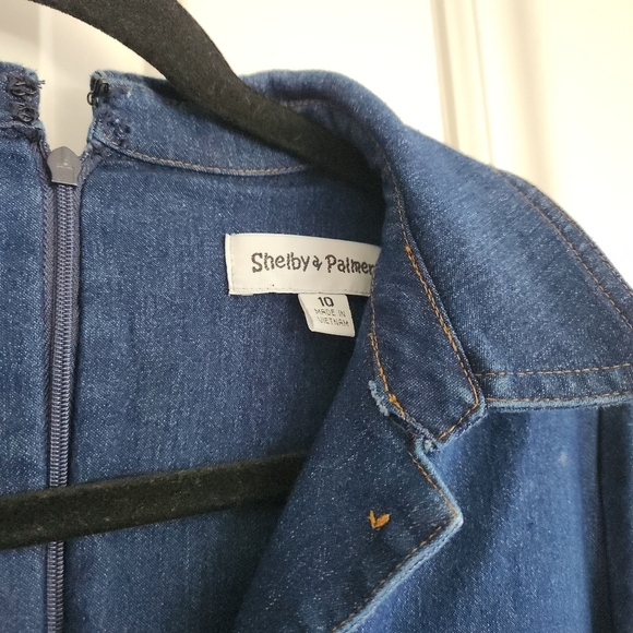 Vintage Denim Jumpsuit Romper With Short Sleeve And Wide Leg - Picture 6 of 6